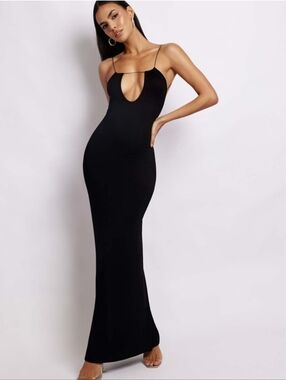 Meshki Kirsty Strappy Circle Cutout Maxi Dress - Black Medium NWT